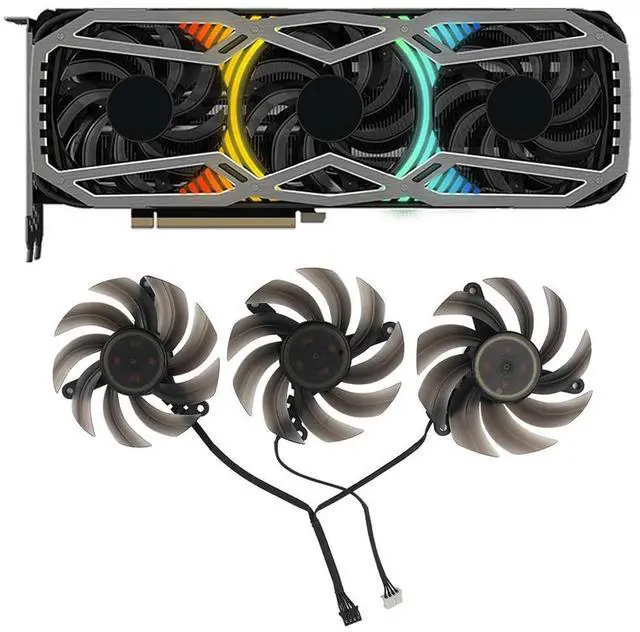 Alt view image 2 of 7 - Graphics Card Cooling Fans Suitable for PNY RTX 3070 3070Ti 3080 3080Ti 3090 XLR8 Gaming Revel Epic-X RGB Triple Series Desktop 82mm TH8015S2H-PCC01 12V 0.45A 4Pin Video Card Cooler Fans GPU Fan