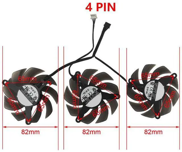 Alt view image 4 of 7 - Graphics Card Cooling Fans Suitable for PNY RTX 3070 3070Ti 3080 3080Ti 3090 XLR8 Gaming Revel Epic-X RGB Triple Series Desktop 82mm TH8015S2H-PCC01 12V 0.45A 4Pin Video Card Cooler Fans GPU Fan
