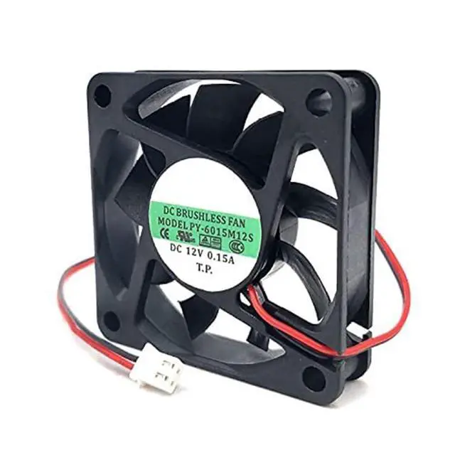 Alt view image 3 of 7 - PY-6015M12S 12V 0.15A 6015 6CM 2-Wire Case Dual Ball 2Pin High Speed Brushless Cooling Fan