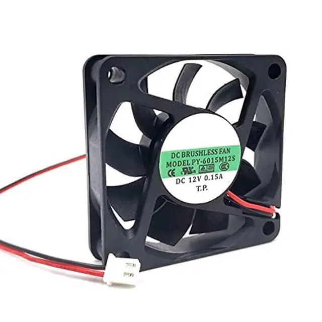 Alt view image 4 of 7 - PY-6015M12S 12V 0.15A 6015 6CM 2-Wire Case Dual Ball 2Pin High Speed Brushless Cooling Fan