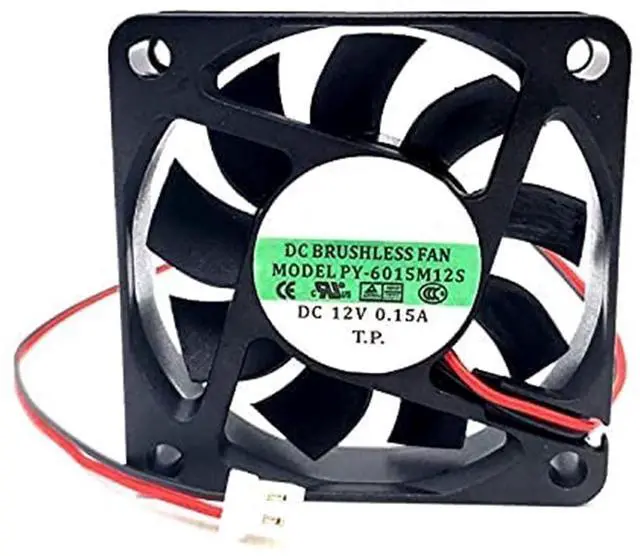 Main image of PY-6015M12S 12V 0.15A 6015 6CM 2-Wire Case Dual Ball 2Pin High Speed Brushless Cooling Fan