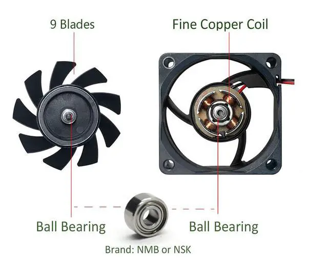 Alt view image 6 of 7 - PY-6015M12S 12V 0.15A 6015 6CM 2-Wire Case Dual Ball 2Pin High Speed Brushless Cooling Fan