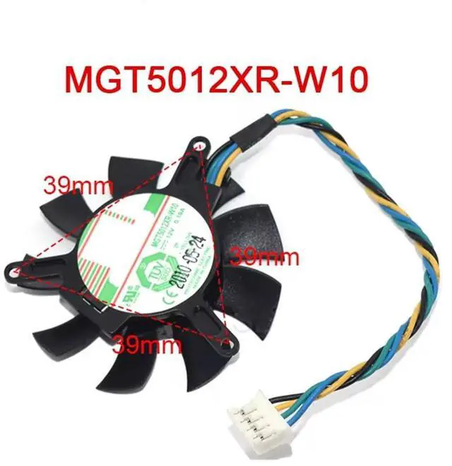 Alt view image 3 of 6 - MGT5012XB-W10 New Video Card Cooling DC12V 0.19A 4Pins Graphics Card Cooler Fan for Magic