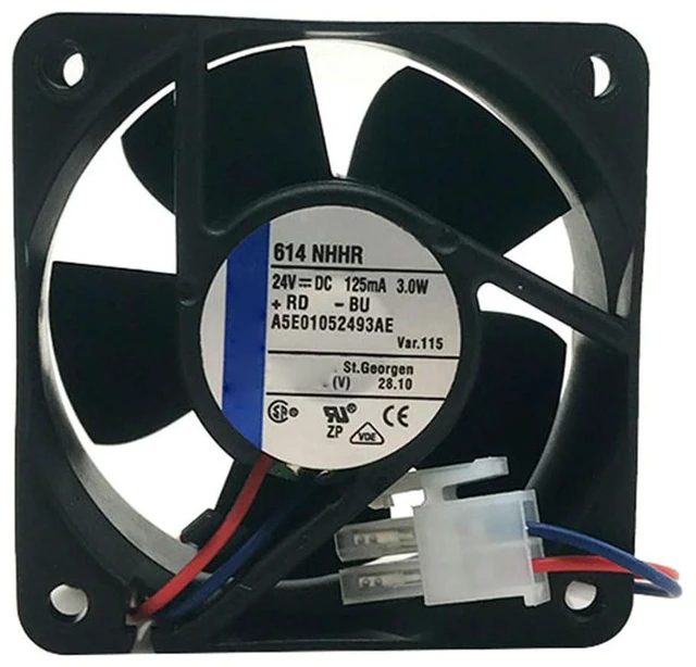 Alt view image 2 of 7 - 60MM Fan DC24V 0.125A 3.0W 614NHHR ebm papst 60 * 60 * 25MM A5E01052493AE 6025 Speed 6900RPM 6CM Chemical Instrumentation Inverter Axial Fan (2pin)