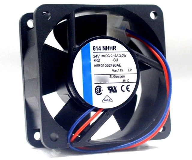Alt view image 4 of 7 - 60MM Fan DC24V 0.125A 3.0W 614NHHR ebm papst 60 * 60 * 25MM A5E01052493AE 6025 Speed 6900RPM 6CM Chemical Instrumentation Inverter Axial Fan (2pin)
