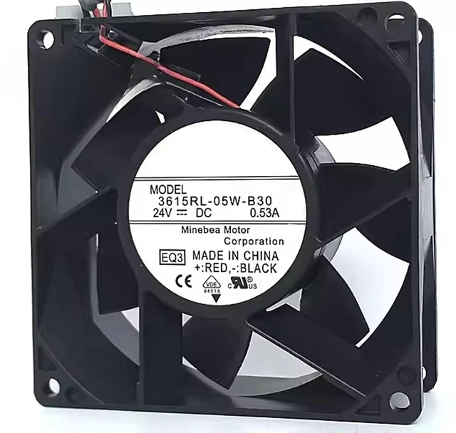 Main image of 3615RL-05W-B39 3615RL-05W-B30 DC24V 0.53A 9CM 9038 Inverter Cooling Fan,for DC24V 0.53A 90x90x38mm 2 Wire Server Cooling Fan