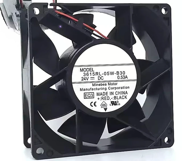 Alt view image 2 of 7 - 3615RL-05W-B39 3615RL-05W-B30 DC24V 0.53A 9CM 9038 Inverter Cooling Fan,for DC24V 0.53A 90x90x38mm 2 Wire Server Cooling Fan