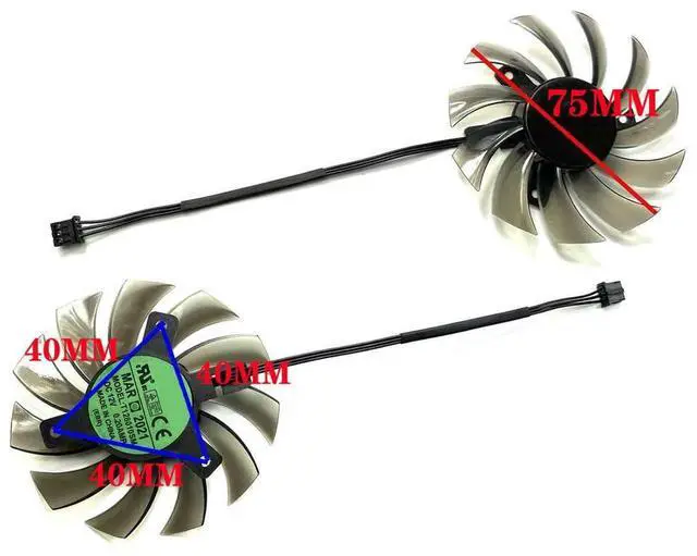Alt view image 4 of 7 - Graphics Card Cooling Fans Suitable for GIGABYTE GT 1030 GV- N730 N630 N610 R557 R575 Series Desktop T128010SM 75mm 12V 0.2A 3Pin Video Card Cooler Fans GPU Fan