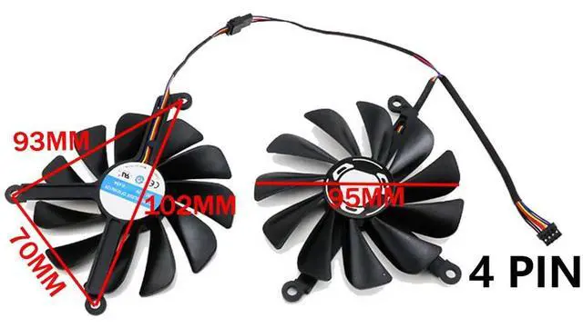Alt view image 4 of 7 - Graphics Card Cooling Fans Suitable for XFX RX 5700 5700XT 5500XT 5600XT Thicc II Pro Series Desktop CF1010U12S 95mm 12V 0.45A 4 Pin Video Card Cooler Fans GPU Fan