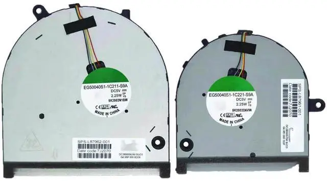 Main image of CPU GPU Cooling Fans Suitable for HP Envy 17M-CG TPN-C146 17M-CG1013DX 17M-CG0013DX Series Laptop Cooler Fan 5V 0.45A 4 PIN L87961-001 EG50040S1-1C220-S9A L87962-001 EG50040S1-1C210-S9A (CPU+GPU)