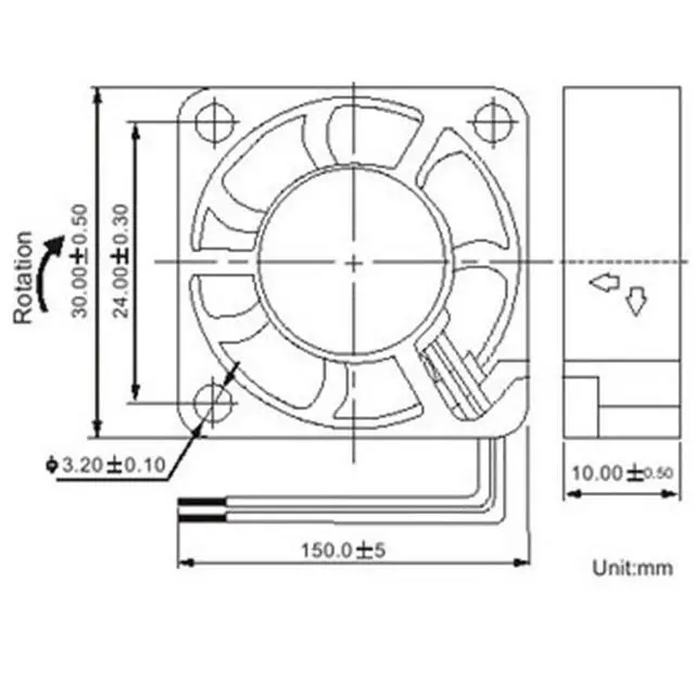 Alt view image 7 of 7 - 30MM DC12V 0.7W 0.06A 3010 DFB301012L 30 * 30 * 10MM 3CM Graphics Card Laptop Fan Speed 6000RPM North and South Bridge Chip Silent Fan (2pin)