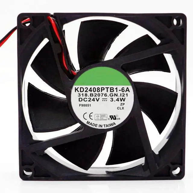Alt view image 7 of 7 - 80MM DC24V 0.14A 3.4W 8025 Speed 4200RPM KD2408PTB1-6A 8cm Inverter Cooling Fan 80 * 80 * 25MM Switch Cooling Fan (2pin)