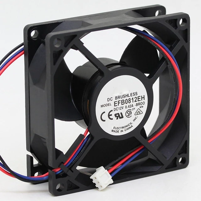 Alt view image 2 of 7 - 80MM DC12V 0.42A 5.04W 8025 EFB0812EH 8CM Inverter, Industrial Control Cabinet Fan Double Balls High Airflow Server Fan 80 * 80 * 25MM Speed 5000RPM (3pin)