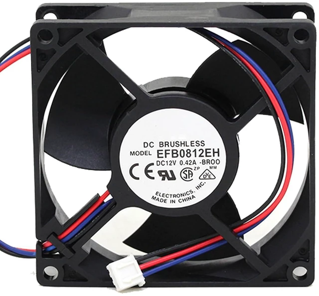 Main image of 80MM DC12V 0.42A 5.04W 8025 EFB0812EH 8CM Inverter, Industrial Control Cabinet Fan Double Balls High Airflow Server Fan 80 * 80 * 25MM Speed 5000RPM (3pin)