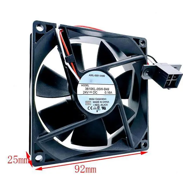 Alt view image 6 of 7 - 92mm DC24V 0.16A 3.84W 9225 3610KL-05W-B49 Inverter, Servo Drive Cooling Fan A90L-0001-0488 Speed 2800RPM for NMB 9cm Fanuc System Fan 9025 92 * 92 * 25mm (3pin)