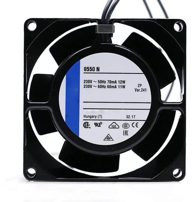 Main image of 80MM AC230V 0.07/0.06A 12/11W Server Power Supply Fan Speed 3300RPM for EBMPAPST 8556V 8038 8CM Metal High Temperature Resistant Cooling Industrial Control Cabinet Fan(2pin)