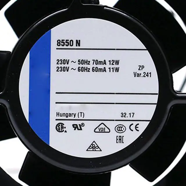 Alt view image 5 of 6 - 80MM AC230V 0.07/0.06A 12/11W Server Power Supply Fan Speed 3300RPM for EBMPAPST 8556V 8038 8CM Metal High Temperature Resistant Cooling Industrial Control Cabinet Fan(2pin)
