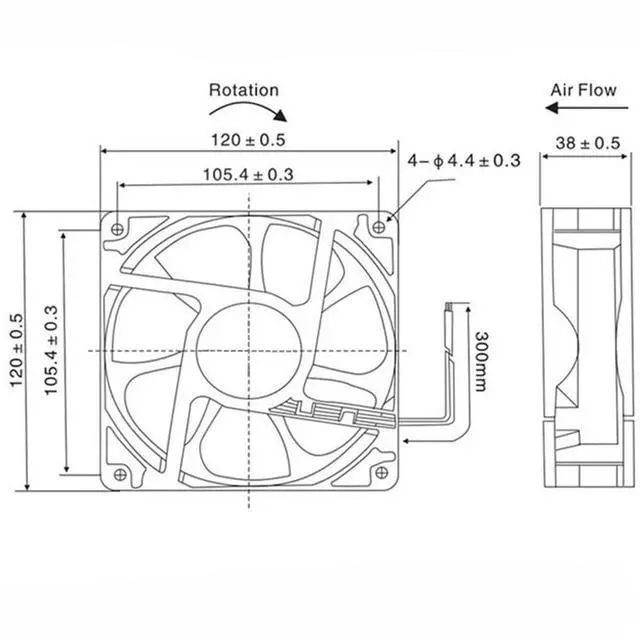 Alt view image 5 of 7 - 120MM DC24V 6.0W 0.25A Inverter Fan 109R1224H130 12038 120 * 120 * 38mm 12cm Switch, Cooling Fan (2pin)