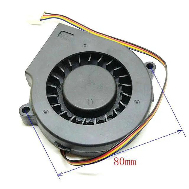 Alt view image 3 of 7 - 77MM DC12V 6.6W 0.55A 1U Server Cooling Turbofan 7015BVH-M1 12V 4-Wire Speed Control Double Ball Blower Fan 77 * 75 * 15.5mm Speed 500RPM (4pin)