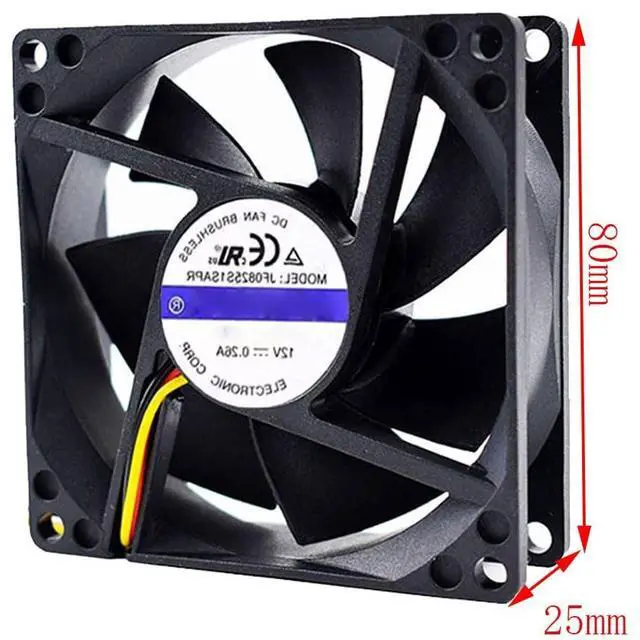 Alt view image 7 of 7 - 80MM DC12V 0.26A 3.12W JF0825S1SAPR 8025 8CM Inverter Fan UPS Power Supply C1K C2K C3K Fan 80 * 80 * 25MM(3pin)