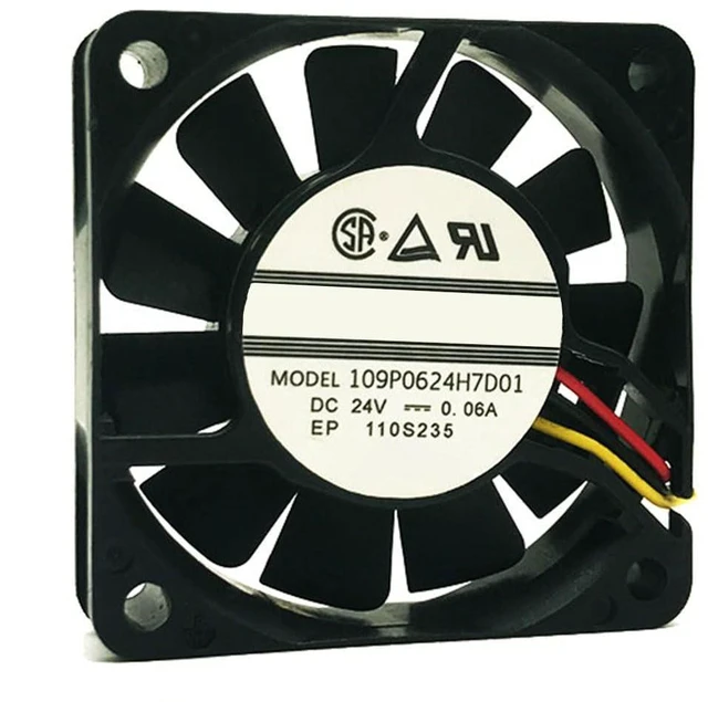 Alt view image 2 of 7 - 60MM Fan DC24V 0.06A 1.44W 109P0624H7D01 6015 6CM Speed 4500RPM 60 * 60 * 15MM Communication Control Power Supply Device System Cooling Fan(3pin)