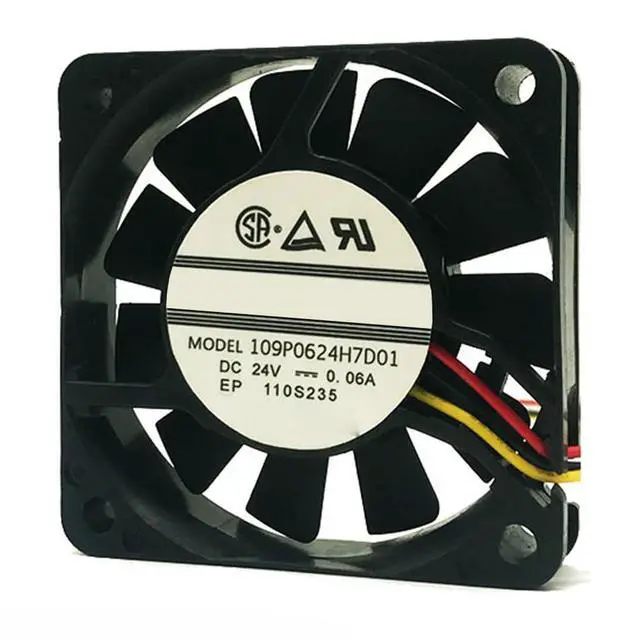 Alt view image 3 of 7 - 60MM Fan DC24V 0.06A 1.44W 109P0624H7D01 6015 6CM Speed 4500RPM 60 * 60 * 15MM Communication Control Power Supply Device System Cooling Fan(3pin)