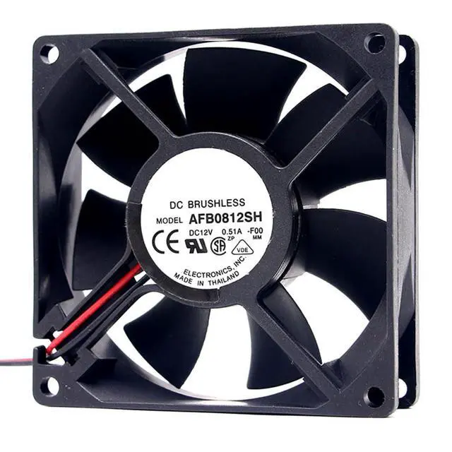 Alt view image 2 of 7 - 80MM DC12V 0.51A 6.12W AFB0812SH-F00 8025 Speed 4000RPM 80 * 80 * 25MM 8CM Dual Balls Velocimetry Fan Cooling System Power Supply Cooling Fan 2PIN