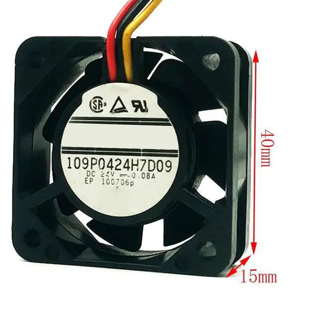 Alt view image 7 of 7 - 40MM DC24V 0.08A 1.9W 109P0424H7D09 Axial Flow Fan 4cm 4015 40 * 40 * 15MM Inverter Cooling Fan (3pin)