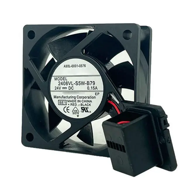 Alt view image 2 of 7 - 60MM Fan DC24V 0.15A 3.6W 6020 Speed 6600RPM 2408VL-S5W-B79 Servo Drive A90L-0001-0576 60 * 60 * 20MM 6CM CNC Machine Tool System Fan with Plug (3-Wire)