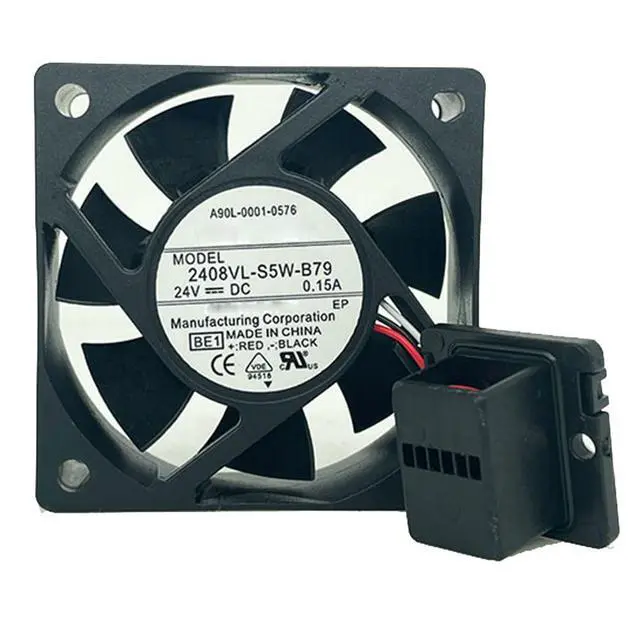 Alt view image 4 of 7 - 60MM Fan DC24V 0.15A 3.6W 6020 Speed 6600RPM 2408VL-S5W-B79 Servo Drive A90L-0001-0576 60 * 60 * 20MM 6CM CNC Machine Tool System Fan with Plug (3-Wire)