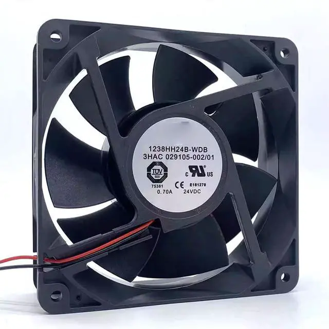 Alt view image 2 of 7 - 120MM Fan DC24V 16.8W 0.70A 1238HH24B-WDB 12CM Robot Controller Cooling Fan 3HAC029105-002 (2-Wire)