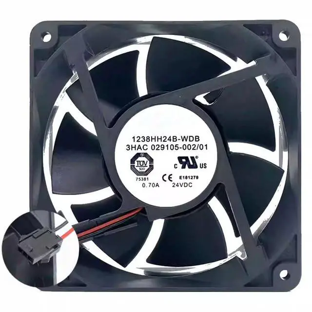 Alt view image 5 of 7 - 120MM Fan DC24V 16.8W 0.70A 1238HH24B-WDB 12CM Robot Controller Cooling Fan 3HAC029105-002 (2-Wire)
