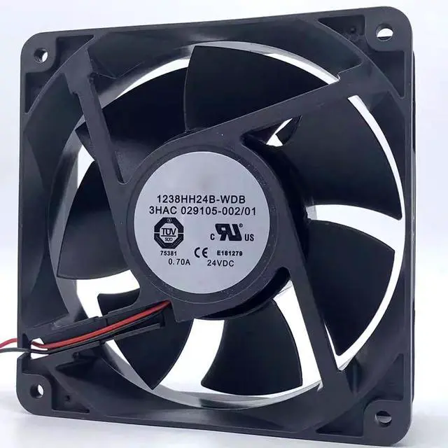Alt view image 6 of 7 - 120MM Fan DC24V 16.8W 0.70A 1238HH24B-WDB 12CM Robot Controller Cooling Fan 3HAC029105-002 (2-Wire)
