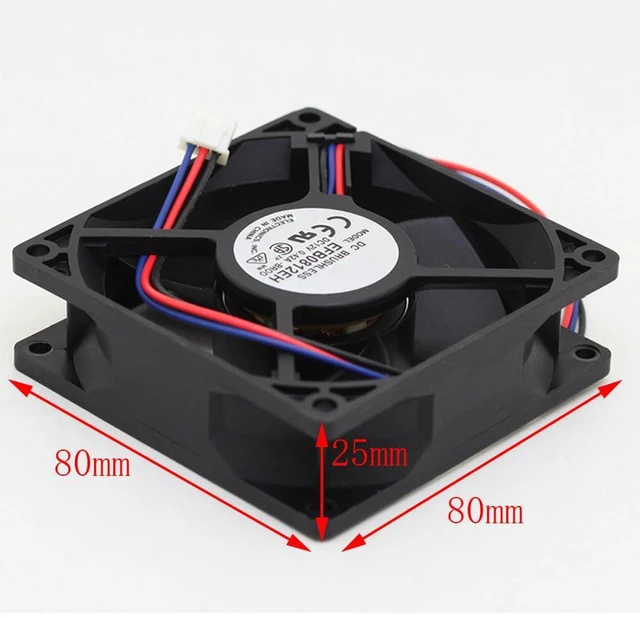 Alt view image 6 of 7 - 80MM DC12V 0.42A 5.04W 8025 EFB0812EH 8CM Inverter, Industrial Control Cabinet Fan Double Balls High Airflow Server Fan 80 * 80 * 25MM Speed 5000RPM (3pin)