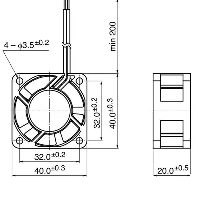 Alt view image 4 of 7 - 40MM Fan DC24V 0.13A 2.4W 04020VA-24P-BL 4CM 4020 7 Series Inverter Drive Fan Speed 9500RPM 40 * 40 * 20MM(3pin)
