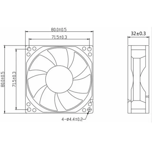 Alt view image 4 of 7 - 80MM Fan DC12V 0.8A 21.6W 8032 8cm DASA0832B2H 80 * 80 * 32mm 6800RPM Chassis Power Supply Server Dual Roller Ball Fan(3pin)