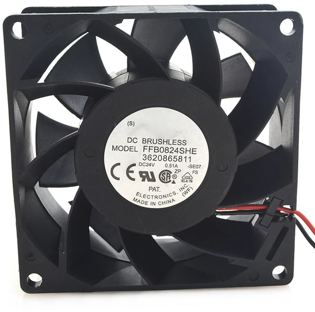 Main image of 80MM Fan DC24V 0.51A 12W FFB0824SHE 8038 8CM 80 * 80 * 38MM 4900RPM High Airflow Dual Ball Inverter Fan(2pin)