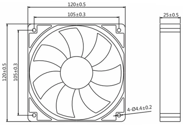 Alt view image 3 of 7 - 120MM Fan DC48V 24W 0.5A 9GV1248P4J031 12025 Speed 5100RPM 120 * 120 * 25MM 12cm Dual Ball Chassis Cooling Fan(4pin)