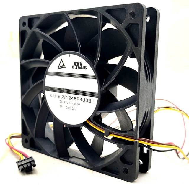 Alt view image 4 of 7 - 120MM Fan DC48V 24W 0.5A 9GV1248P4J031 12025 Speed 5100RPM 120 * 120 * 25MM 12cm Dual Ball Chassis Cooling Fan(4pin)