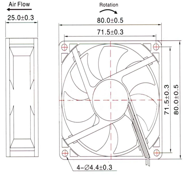 Alt view image 4 of 7 - 80MM Fan DC24V 0.09A 2.1W MD825BM-24 8CM 8025 80 * 80 * 25mm Dual Ball Cooling Fan 2pin