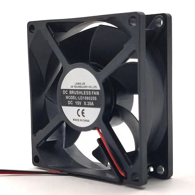 Alt view image 2 of 7 - 80MM Fan DC15V 0.30A 4.5W LD158025S Diameter 8cm X7-250 Small Electric Welder High Airflow Cooling Fan 3800RPM 80 * 80 * 25mm(2pin)