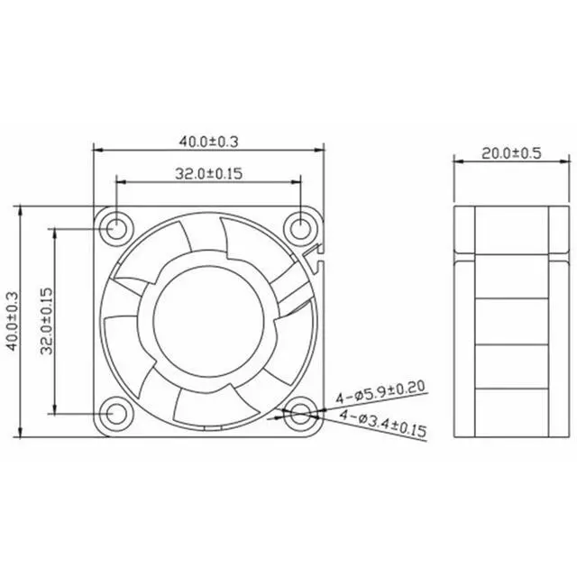 Alt view image 4 of 7 - 40MM Fan 4020 DC24V 0.13A 3.12W 04020VA-24P-BL 4CM 8600RPM Dual Ball Drive Cooling Fan 40 * 40 * 20MM (3pin)
