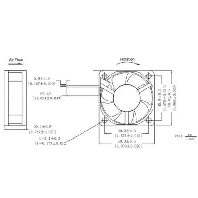 Alt view image 4 of 7 - 50mm Fan DC24V 0.15A 3.6W AFB0524VHD 5020 Speed 7000RPM 5cm Dual Ball Inverter Three Wire Cooling Fan 50 * 50 * 20MM (3pin)