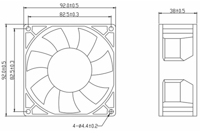 Alt view image 4 of 7 - 90MM Fan DC24V 0.60A 12.48W 9cm Welding Machine DCS9238HB24 9038 5500RPM 90 * 90 * 38mm Inverter High Air Flow Cooling Fan (2pin)