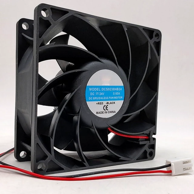 Alt view image 5 of 7 - 90MM Fan DC24V 0.60A 12.48W 9cm Welding Machine DCS9238HB24 9038 5500RPM 90 * 90 * 38mm Inverter High Air Flow Cooling Fan (2pin)