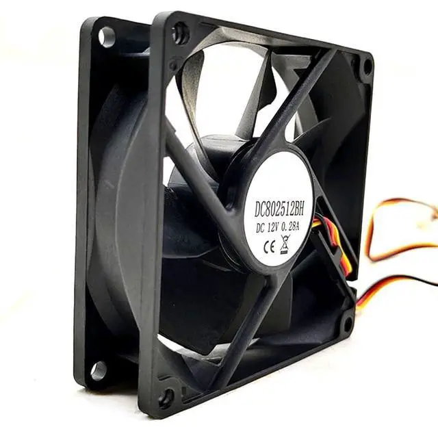 Alt view image 2 of 7 - 80mm Fan 8025 for FUHE Motors DC802512BH 3600RPM DC12V 0.28A 3.36W 8CM Double Ball 80 * 80 * 25MM Inverter Cooling Fan (3pin)