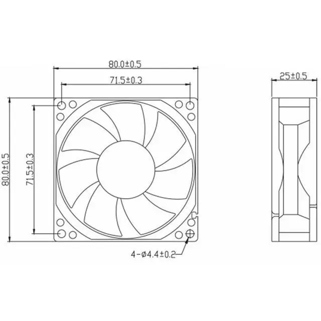 Alt view image 4 of 7 - 80mm Fan 8025 for FUHE Motors DC802512BH 3600RPM DC12V 0.28A 3.36W 8CM Double Ball 80 * 80 * 25MM Inverter Cooling Fan (3pin)