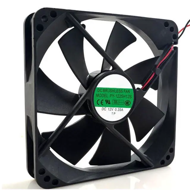 Alt view image 2 of 7 - 120MM 12025 DC12V 0.35A 4.2W 120 * 120 * 25MM 2500RPM POWERYEAR PY-1225H12S 12CM Dual Ball Chassis Cooling Fan (2pin)