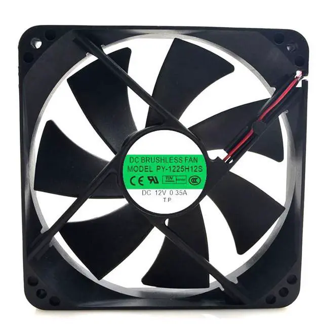 Alt view image 6 of 7 - 120MM 12025 DC12V 0.35A 4.2W 120 * 120 * 25MM 2500RPM POWERYEAR PY-1225H12S 12CM Dual Ball Chassis Cooling Fan (2pin)