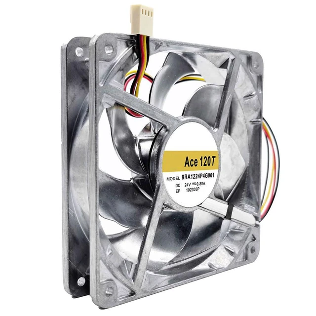 Alt view image 2 of 7 - 120mm 12025 DC24V Fan 9RA1224P4G001 0.8A 120 * 120 * 25mm 5000RPM 12cm Dual Ball All Metal Frequency Converter Cooling Fan (4pin)